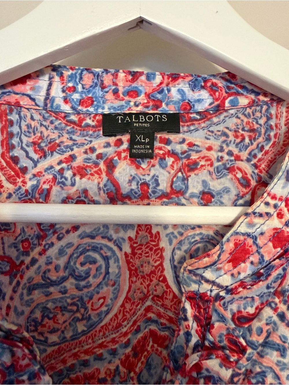Talbots Red & Blue Paisley Ruffle-Neck Top - Picture 2 of 4